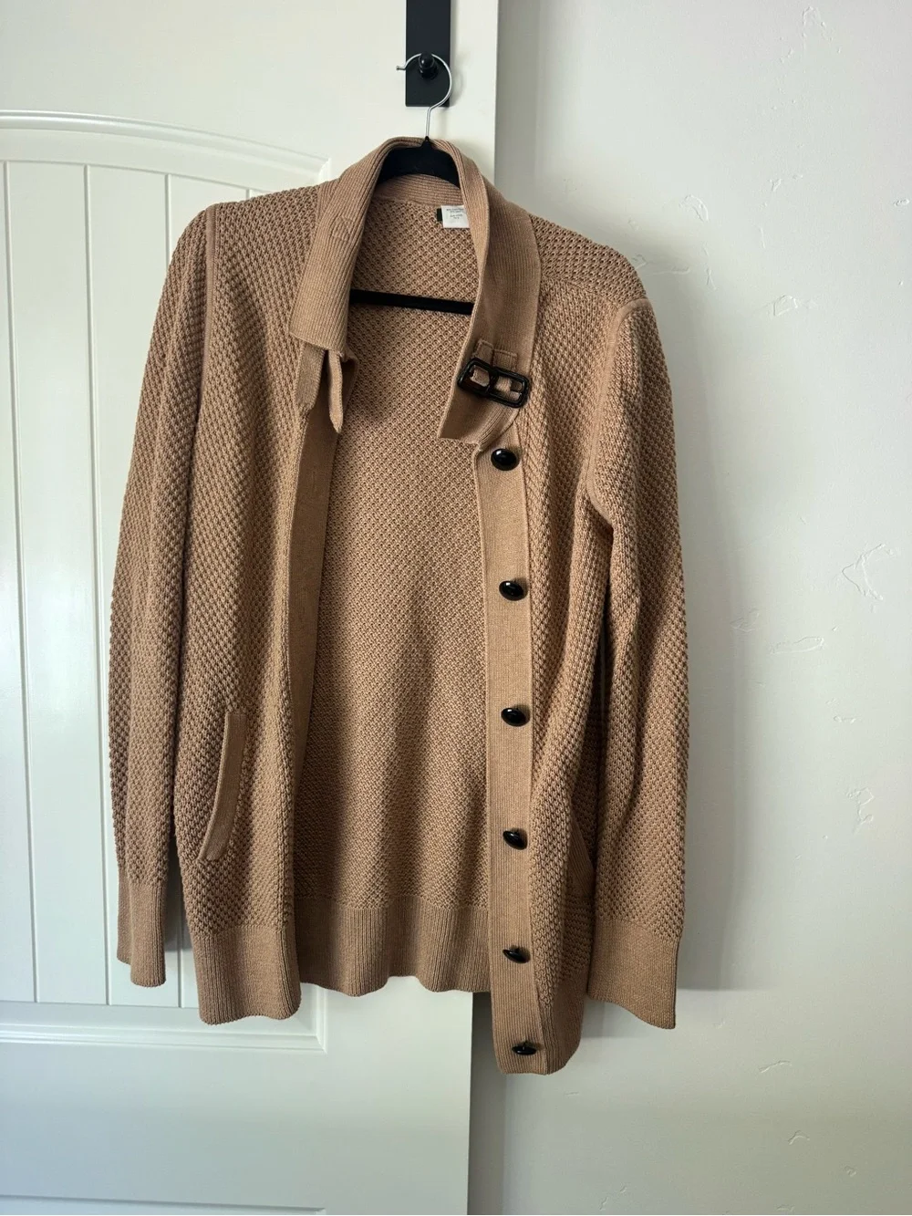 J. Crew Textured Knit Cardigan in Light Camel